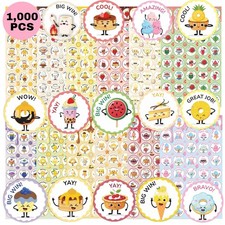 1000PCS Scratch Sniff Stickers for Kids Classroom, 12 Scents Multi Color
