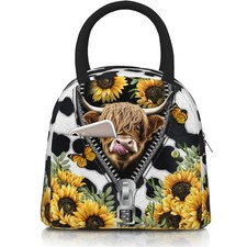 Cow Print Lunch Box Western Highland Cow Lunch Bag for Women Insulated Cows P...