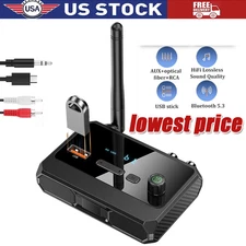 Bluetooth 5.3 Home Stereo Audio Receiver AUX Optical HD Music to RCA Adapter LOT