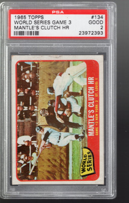 SLA54- 1965 Topps #134 World Series Spiel 3 Mickey Mantle - PSA Gut (2)
