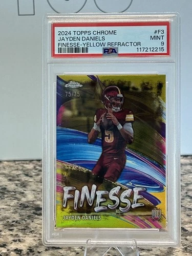 2024 Topps Chrome Finesse Yellow Refractors #F3 Jayden Daniels 75/75 PSA 9 🔥