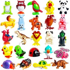 24 Pcs Wind Up Toys Assorted Animals Bulk Flipping Walking Jumping Clockwork Toy