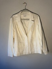 Coldwater Creek Women s 100 Linen Cream Blazer Fully Lined Pockets Sz 14