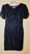 Scott McClintock Talbot Size 12 Evening Vintage Dress Black Velvet w/ Sequins