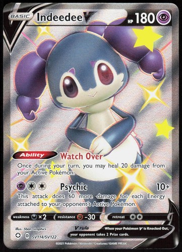 Indeedee V SV114 Shining Fates Shiny Vault - Holo Pokemon NM/M (V Rare)