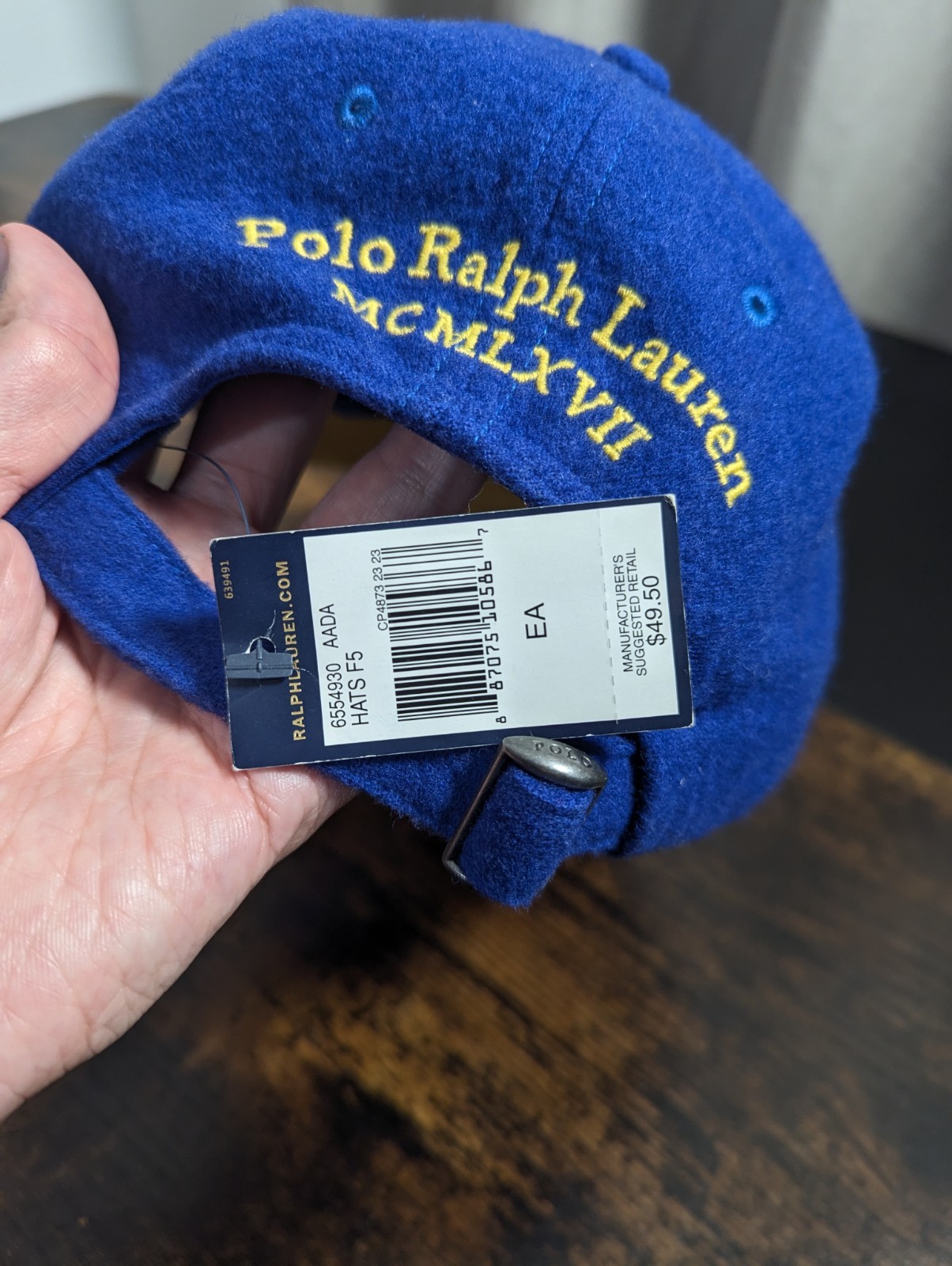 PONY Cappello uomo vintage Polo Ralph Lauren berretto misto lana blu fondo di magazzino taglia unica