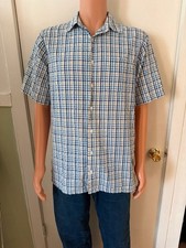 Vintage L.L. Bean men  s short sleeve seersucker gingham button up checked shirt
