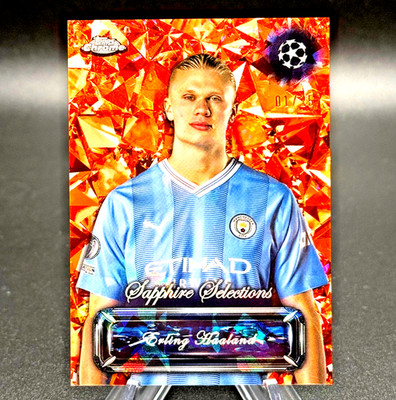 Erling Haaland 2023-24 Topps Chrome UCC #SS14 Sapphire Selections Orange #d 1/25