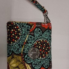 Vera Bradley Floral Multicolor Wristlet Wallet w/ Wrist Strap Turn-Lock