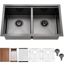 30  Undermount Workstation Kitchen Sink Black Stainless Steel 16 Gauge 30X18x10