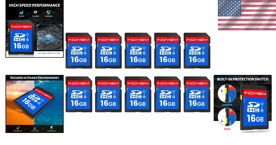 INDMEM SD Card 10-Pack UHS-I Class 10 Reliable Storage - Image 2 of 4