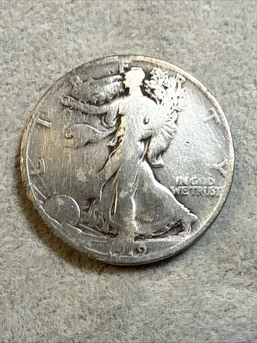 1919 D Walking Liberty Half Dollar - Good + Condition - Cleaned Nice Coin 7987