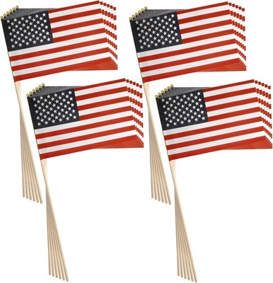 Set of 24 American Flags on Sticks! 12''x7'' Flag - 15.75'' Stick - Outdoor