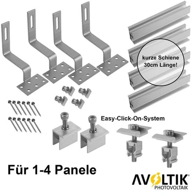 AVOLTIK Solar Halterung Ziegeldach Befestigung Schiene Montage Set für Solarmodule