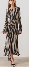 Mango BiasCut,Fully Lined,Chiffon Midi Dress,pullover, New, Sz EU L,US 8/runsBig