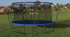 14 FT Pumpkin Trampoline, Outdoor Trampoline with Basketball Hoop