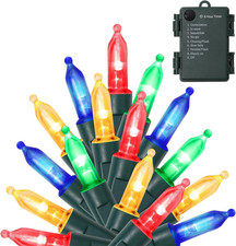 50 LED Outdoor Christmas Lights, 16 FT Battery Operated Mini String Lights with