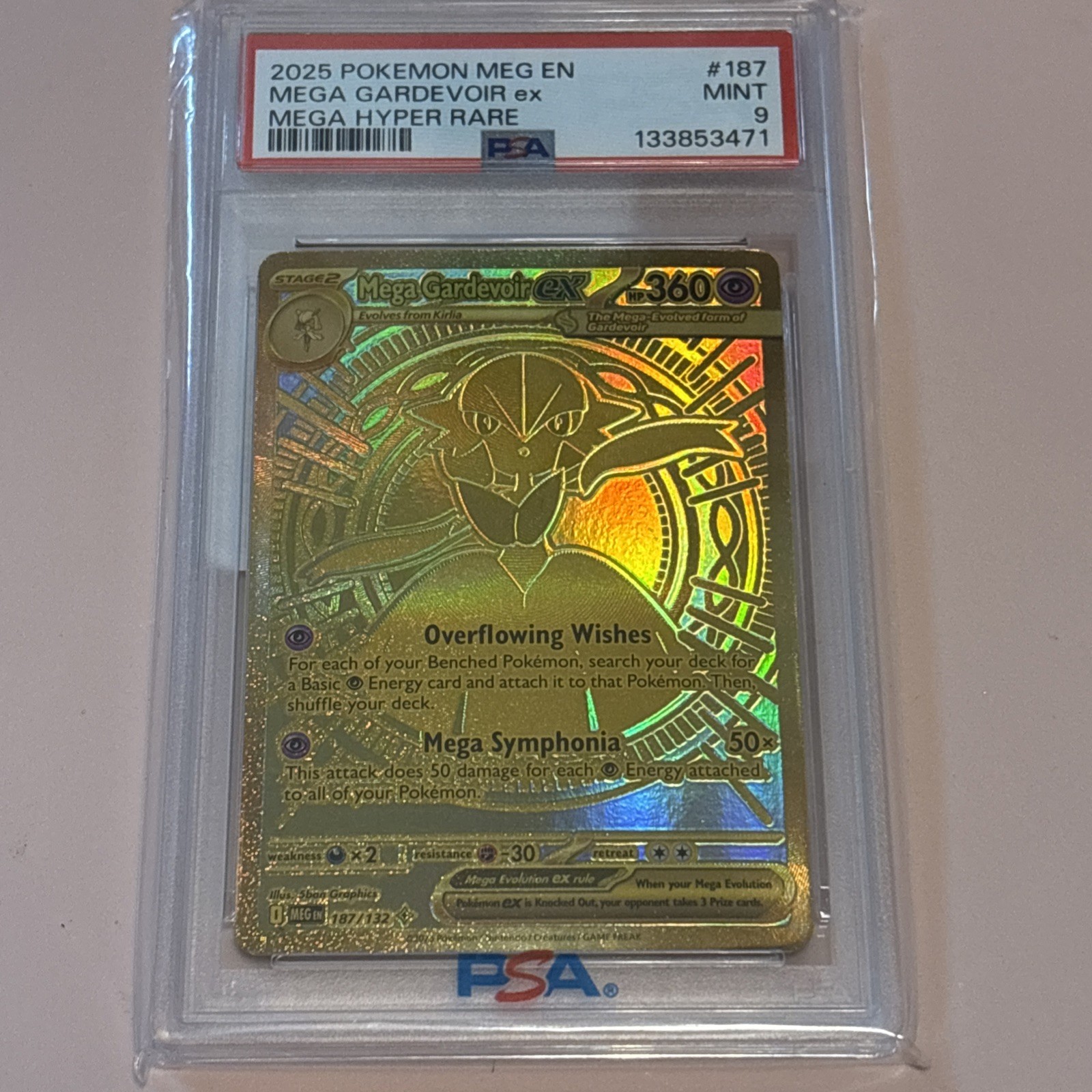 2025 POKEMON MEG EN-MEGA EVOLUTION MEGA HYPER RARE #187 MEGA GARDEVOIR EX PSA 9