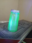 Vintage Uranium Glass Ribbed Salt / Pepper Shaker- 3 1/4" Stacked Rings with Lid