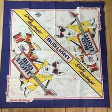 Vintage 1980s Spuds Mackenzie Bud Light Bandana Handkerchief Scarf Beer Ad 1988