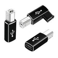 3-Pack USB B to USB C Printer 2Pack Straight And A 90 degree usb B adapte
