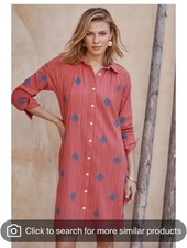 J Jill Embroidered Shirtdress Coral Reef Blue Lake Midi Dress Size XL