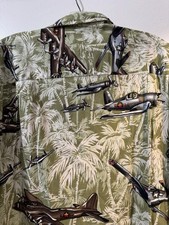 Kalaheo Aloha Shirt WWII Bombers Fighters Combat Planes Made in USA Size Small