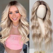    LACE FRONT WIGS HUMAN HAIR BLENDED BLONDE STRAIGHT
