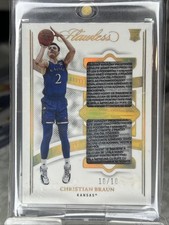 2022 Panini Flawless Christian Braun Rookie DUAL LAUNDRY TAGS!! SickPatch! /10!!