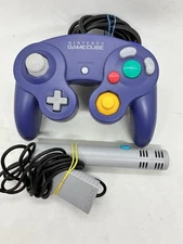 Nintendo GameCube Purple Controller OEM DOL-003 And Microphone OEM DOL-022