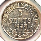 1945 C - UNCIRCULATED - Newfoundland- 5 five cents - LOW COMBINED SHIP - NF-050
