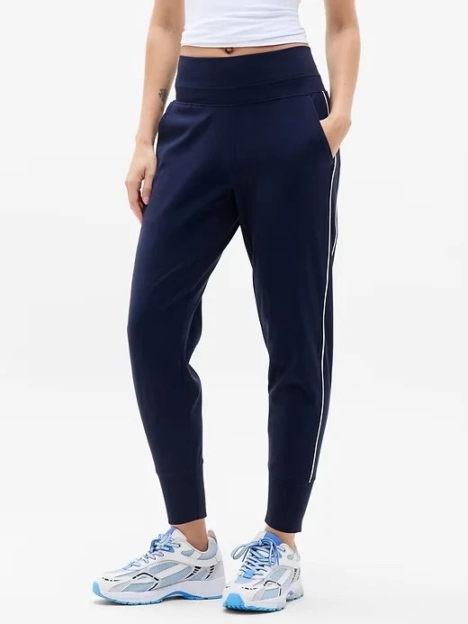 ATHLETA Venice High Rise Track Stripe Jogger M Medium | Navy White NWT