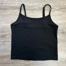 American Eagle Outfitters Black Ribbed Cropped Camisole Spaghetti Strap Small