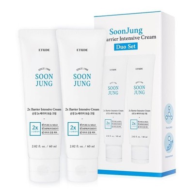 Gentle 2x Intensive Cream Duo by SoonJung | pH Balanced Moisturizers | 2.02 Oz