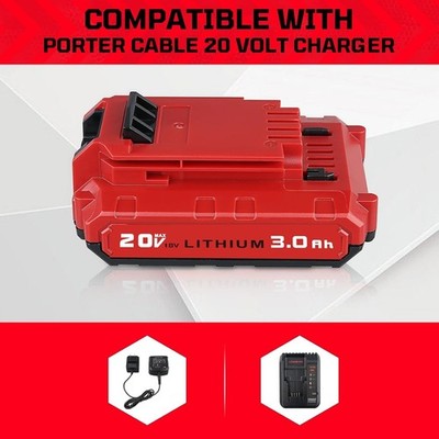 Replacement 20V Max Lithium-Ion Battery & Charger For Porter-Cable PCC680L, PCC685L Tools