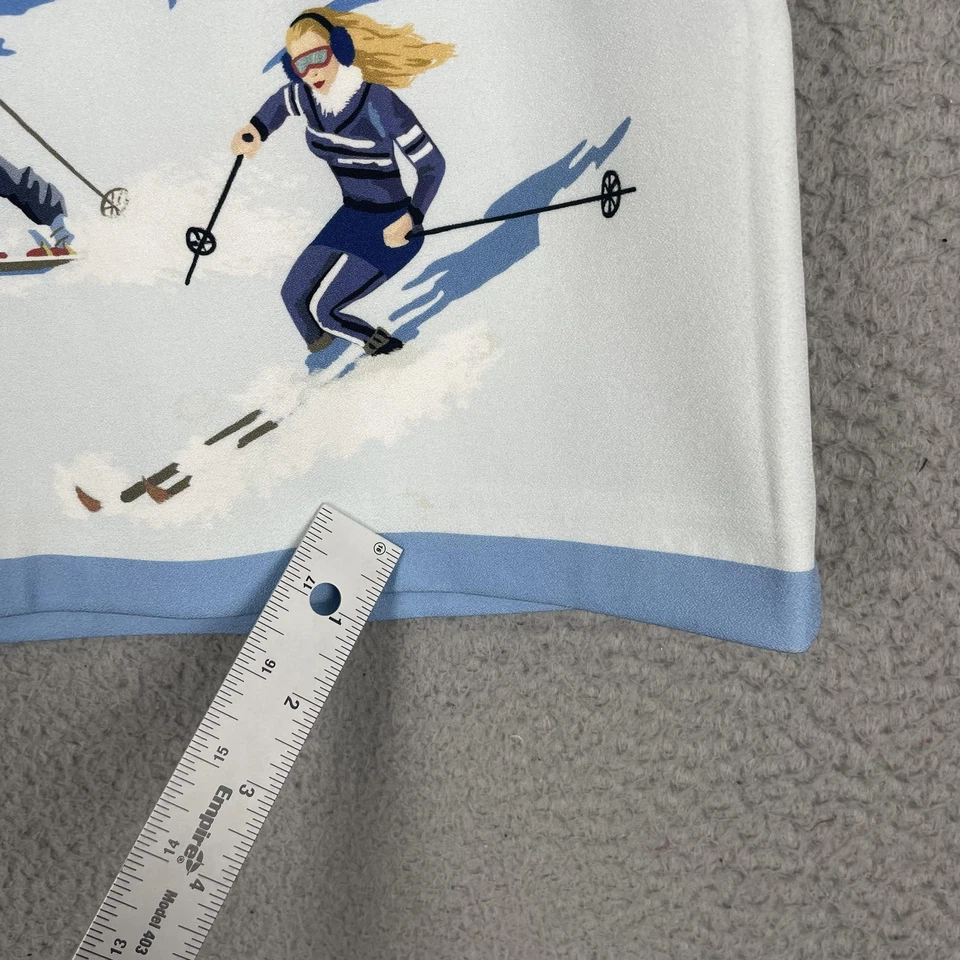 Falda Pinko Mujer UK 6 US 2 Azul Blanco Montaña Esquí Estampado Hecho en Italia Crepé Foto 2 de 4