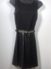 Princess Vera Wang Black Fit & Flare Tank Dress Faux Leather Skirt Junior Size 1