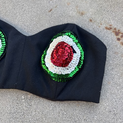 Vintage 1940s Red, White & Green Sequin Burlesque Costume Top Bra Showgirl - Picture 9 of 17