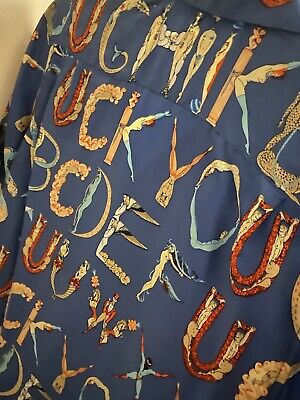 Supreme Alphabet Silk S/s Shirt short Sleeve M Blue Ss18 Foulard Hermès  Scarf