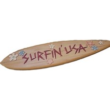 Wood Plaque SURFIN' USA Waves Ocean Surf's Sign Wall Hanging Decor