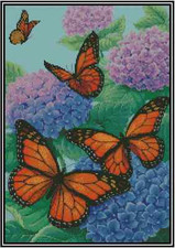 Butterflies and Hydrangeas Counted Cross Stitch Chart No. 19-116 