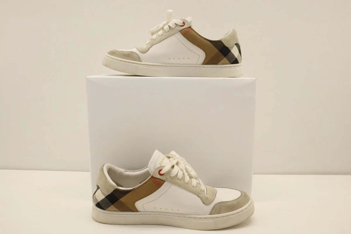 Burberry Leather Suede and House Check Optic White Sneakers EU 39