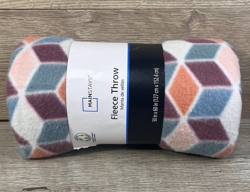 MAINSTAYS 50x60" Throw Blanket Fleece Geometric Multi-Color Home/Bedroom Decor - Picture 10 of 11