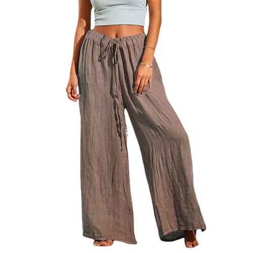 Palazzohose Damen hoher Bund Damen Freizeit locker weites Bein Unterteil Hose - Bild 24 von 30