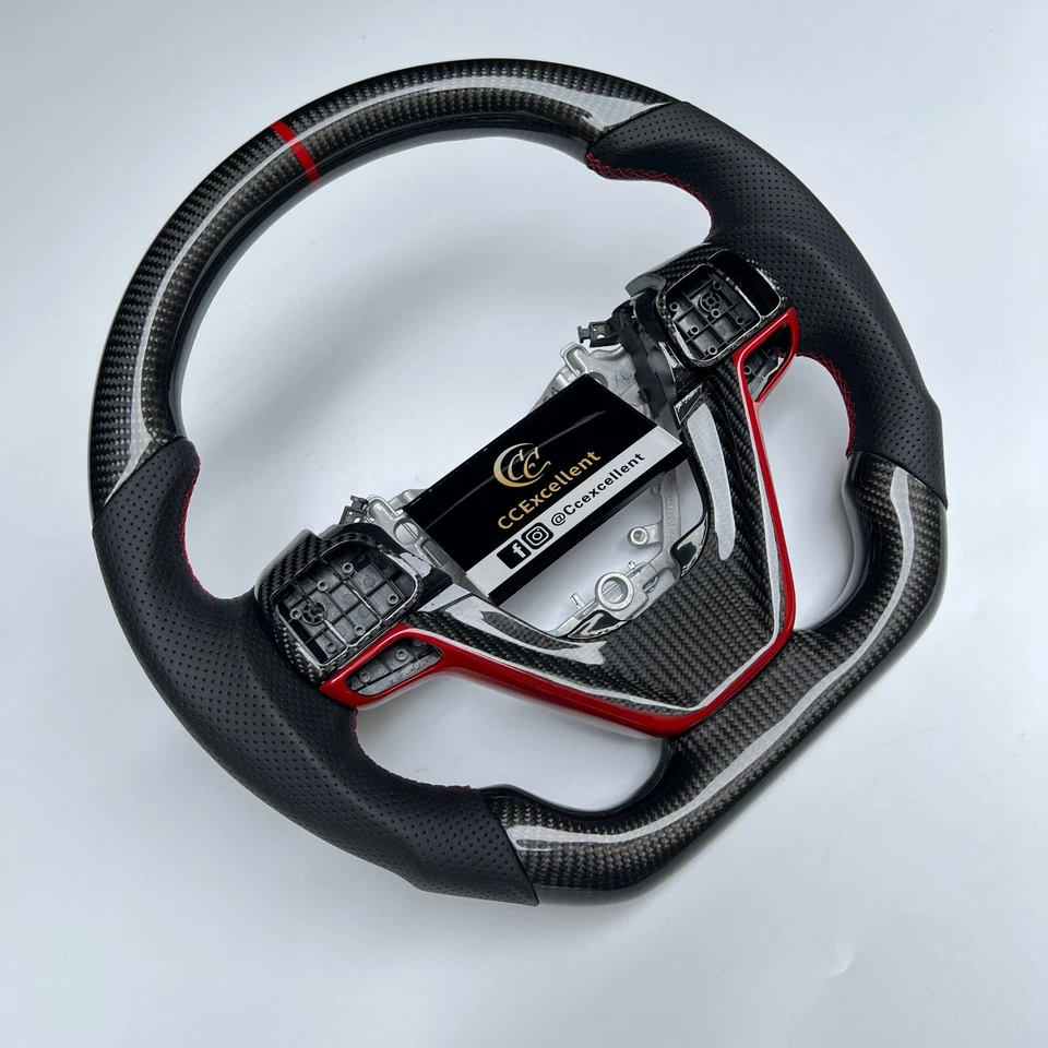 Volante de fibra de carbono real Highlander 2015-2019 para Toyota Foto 3 de 4