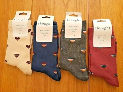 THOUGHT (BRAINTREE) BAMBOO LADIES' SOCKS - CRETIA HEART STRIPE SPW694 - BNWT