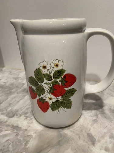 Original Vintage McCoy  #1429 Strawberry  Quart Pitcher Pottery NEW MADE USA