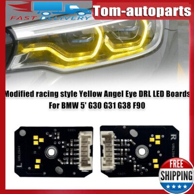 For BMW F90 M5 G30 530i 540i M550iX Headlight Angel eyes Yellow DRL LED Boards