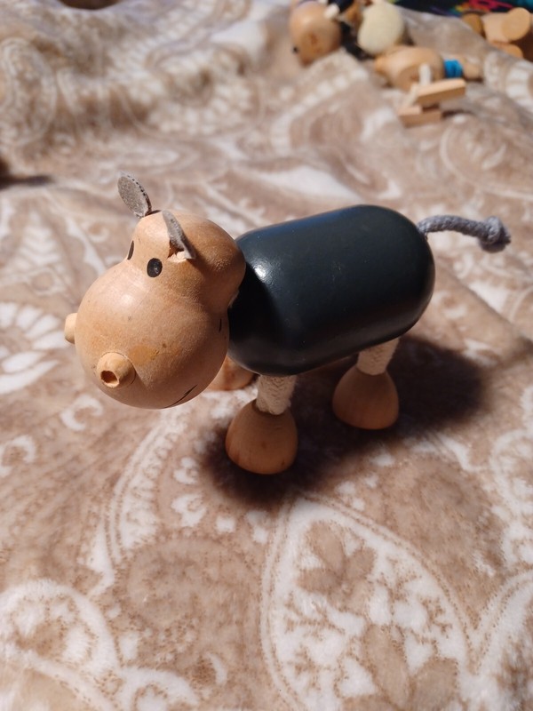 Anamalz Australia Hippopotamus Hippo Figurine Natural Wooden Poseable Zoo Toy