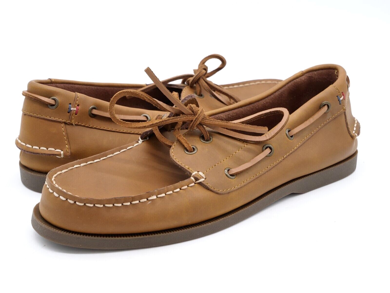 Boat Shoes Brown Leather Casual Moc Toe 